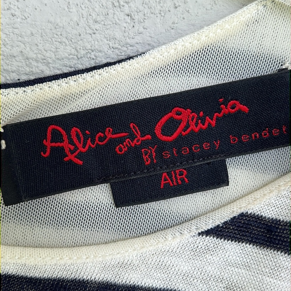 Alice + Olivia Air Black/White Striped Ruched Linen Knit Tank Dress XS - Picture 2 of 12
